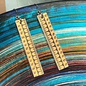 $10 SALE Handmade Repurposed Wooden Ruler Earrings 3.75” 90s Y2K Teacher Gift